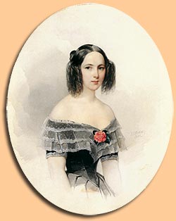 Наталья Николаевна Пушкина  Худ. В.И. Гау, 1844  Акварель